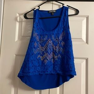 Living Doll Royal Blue Lace Sleeveless Blouse. Women’s Size M